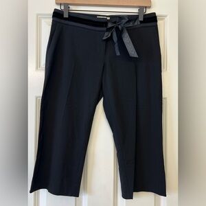 Whistles London Black Crop Dress Pant with Velvet detail Size 4